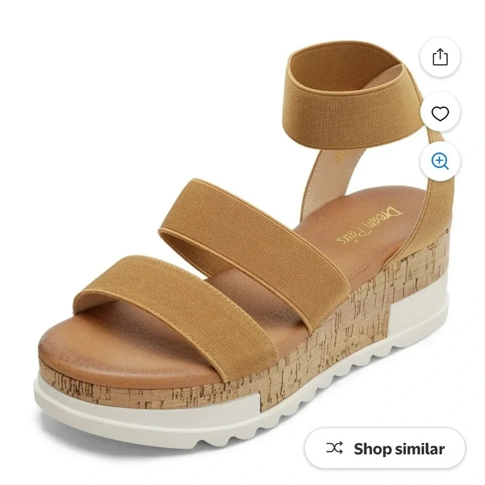 Open toe ankle strap casual platform espadrilles wedge sandals